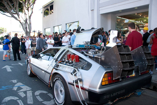 Illustration for article titled DeLorean Shows Up at Nike Hyperdunk "Back to the Future" Sneaker Premiere